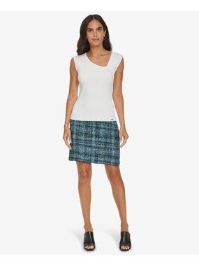 Calvin Klein *Defect* Women's Asymmetric V-neck Ribbed Top Cream Size XS $59